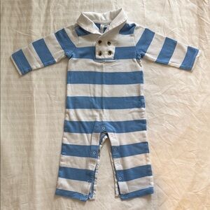 Janie and Jack Blue and White Striped Footies